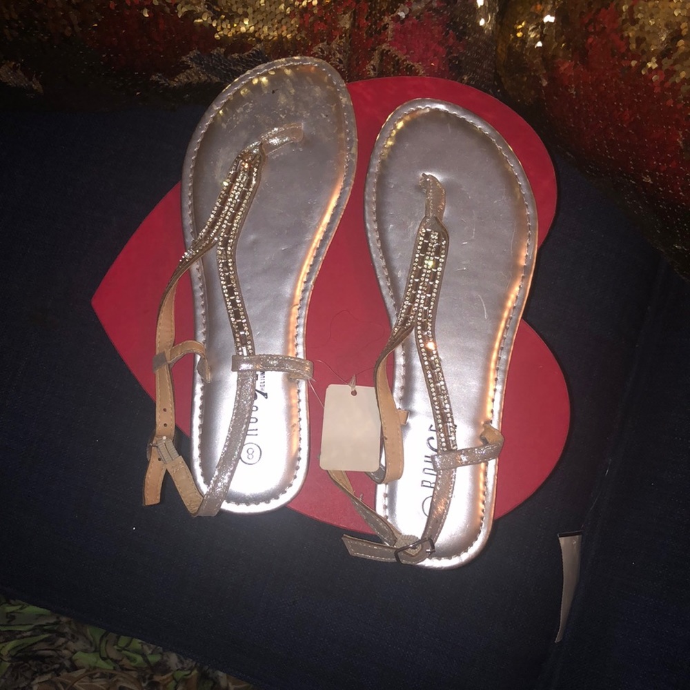 silver, blinked flat sandal NEVER WORN 🗣🗣